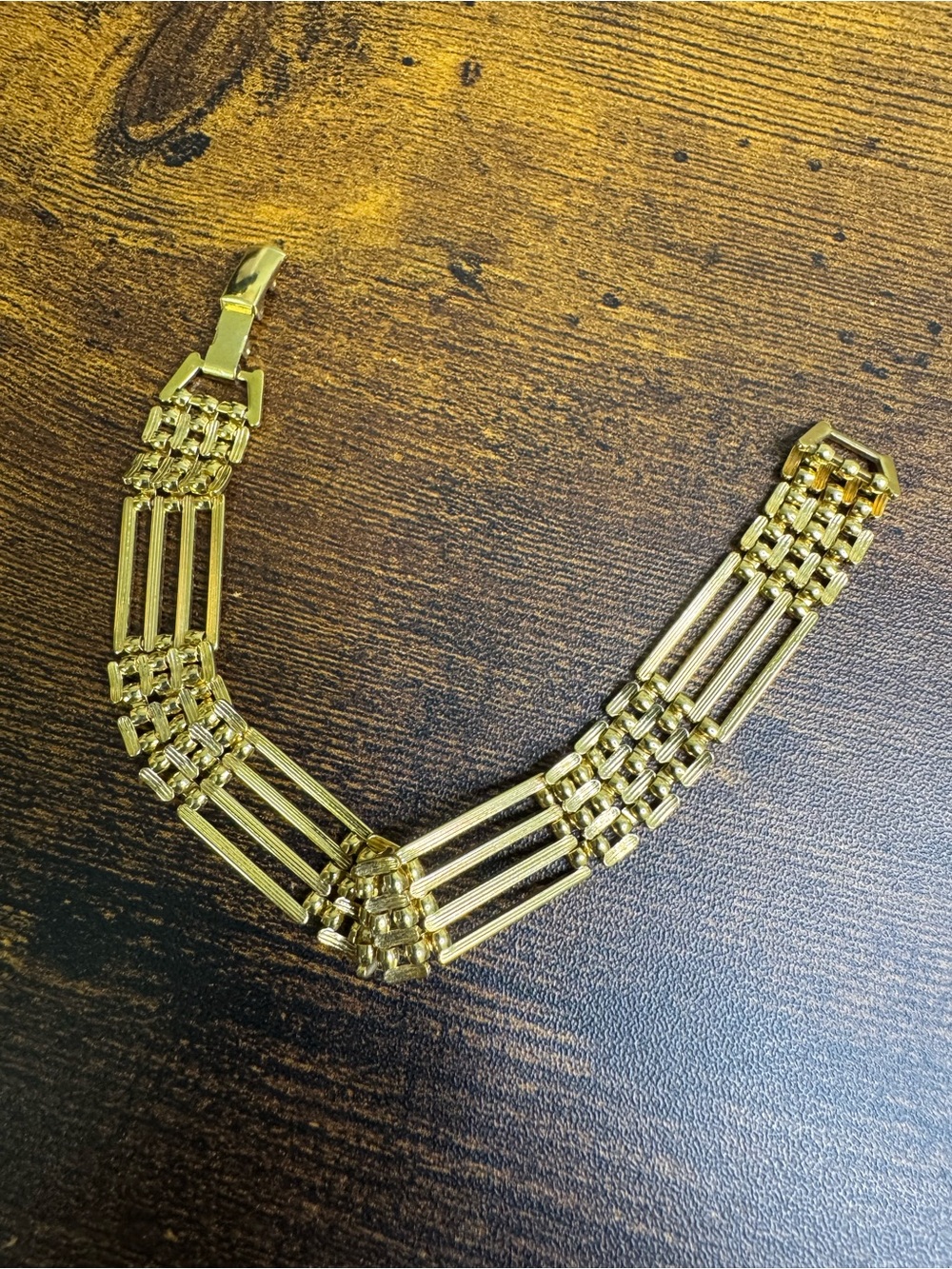 Vintage Gold-Tone Multi-Row Linked Bracelet